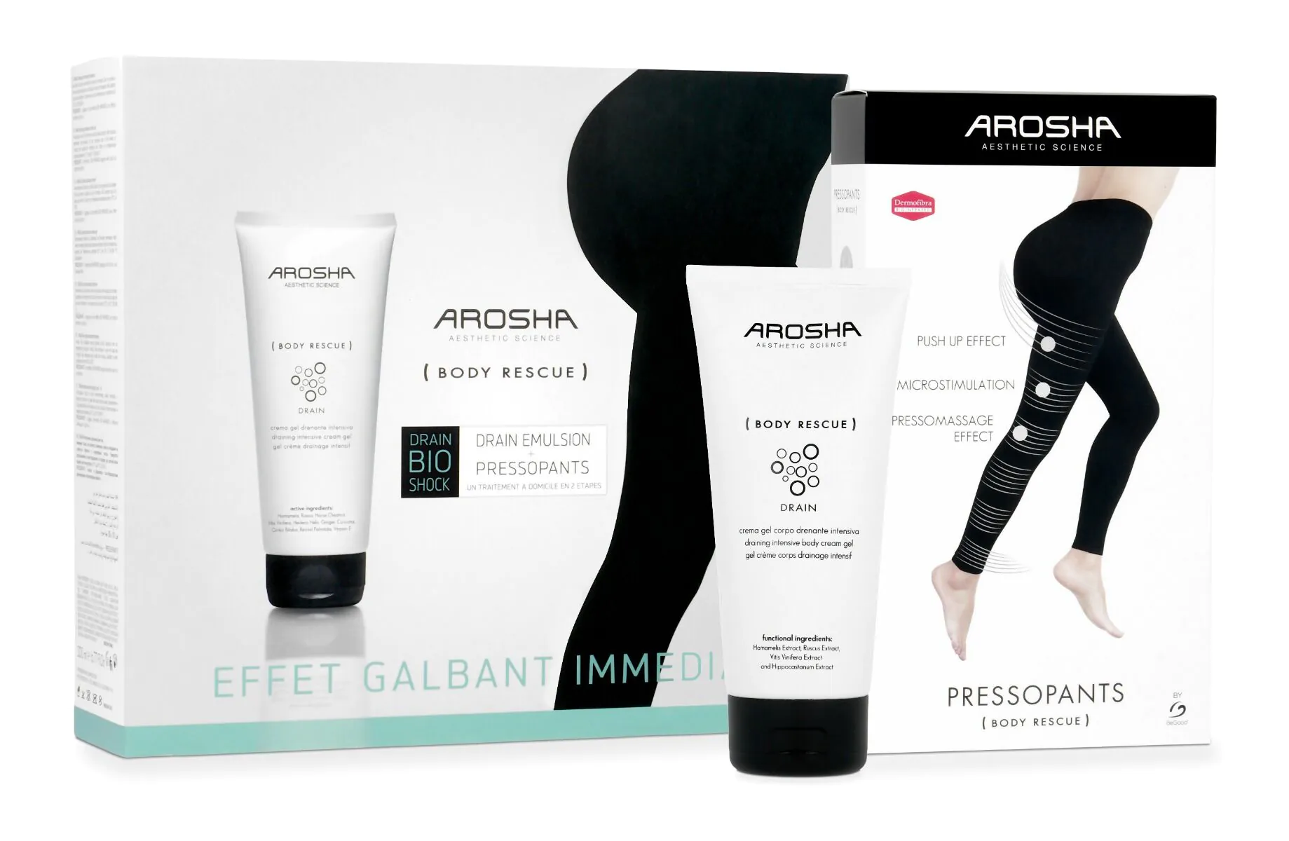 Arosha Drain Bio Shock Box (Leggings størrelse L (42-44) 1 stk. + Afløbscreme 200ml)