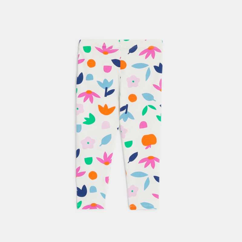 Legging bébé fille inspiration papier découpé fleuri blanc Catimini