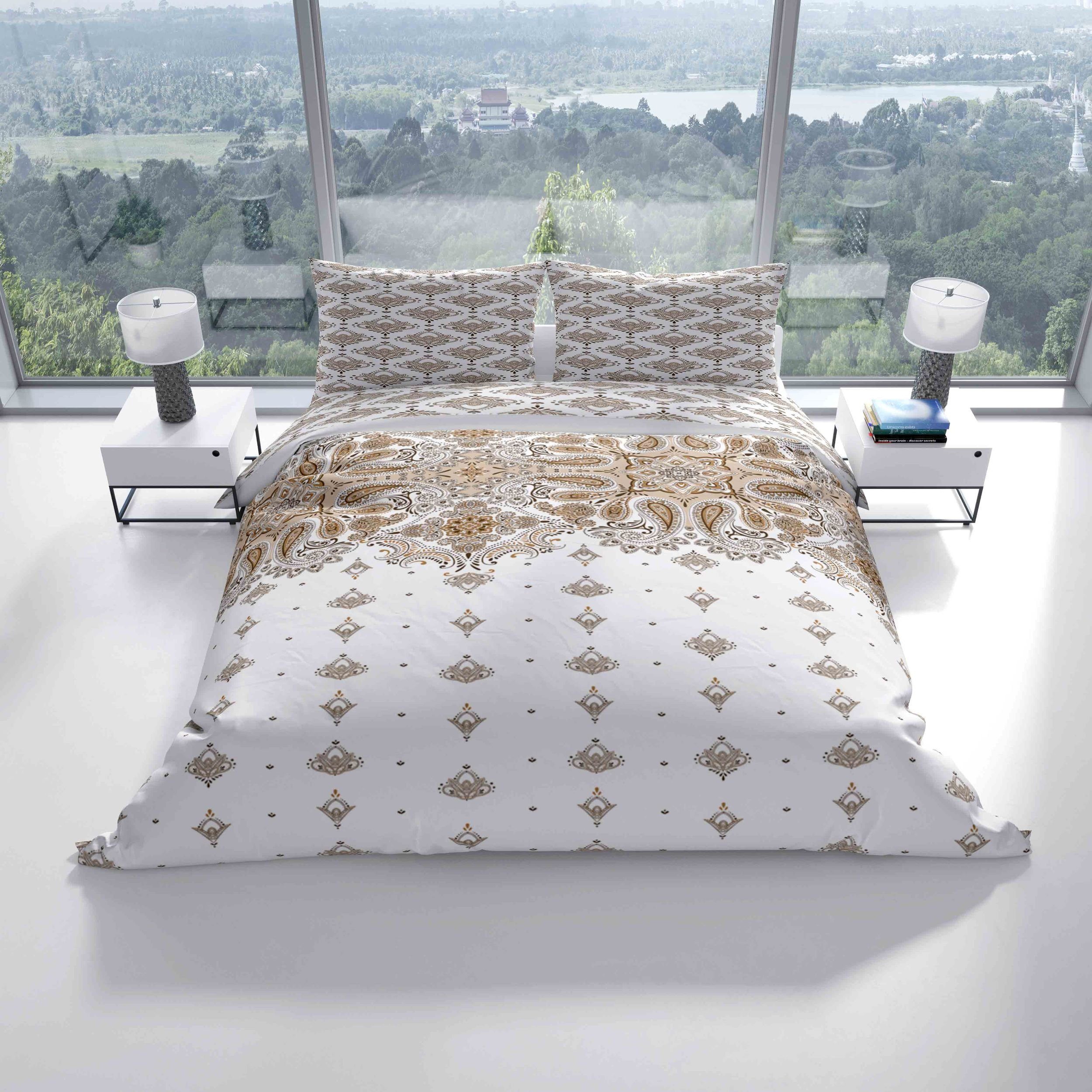 Bettwäsche Baumwolle 135x200, 155x220, 200x200 oder 200x220, Leonado Vicenti, Renforcé, 2 teilig, Blüten und Paisley Muster mit Reißverschluss
