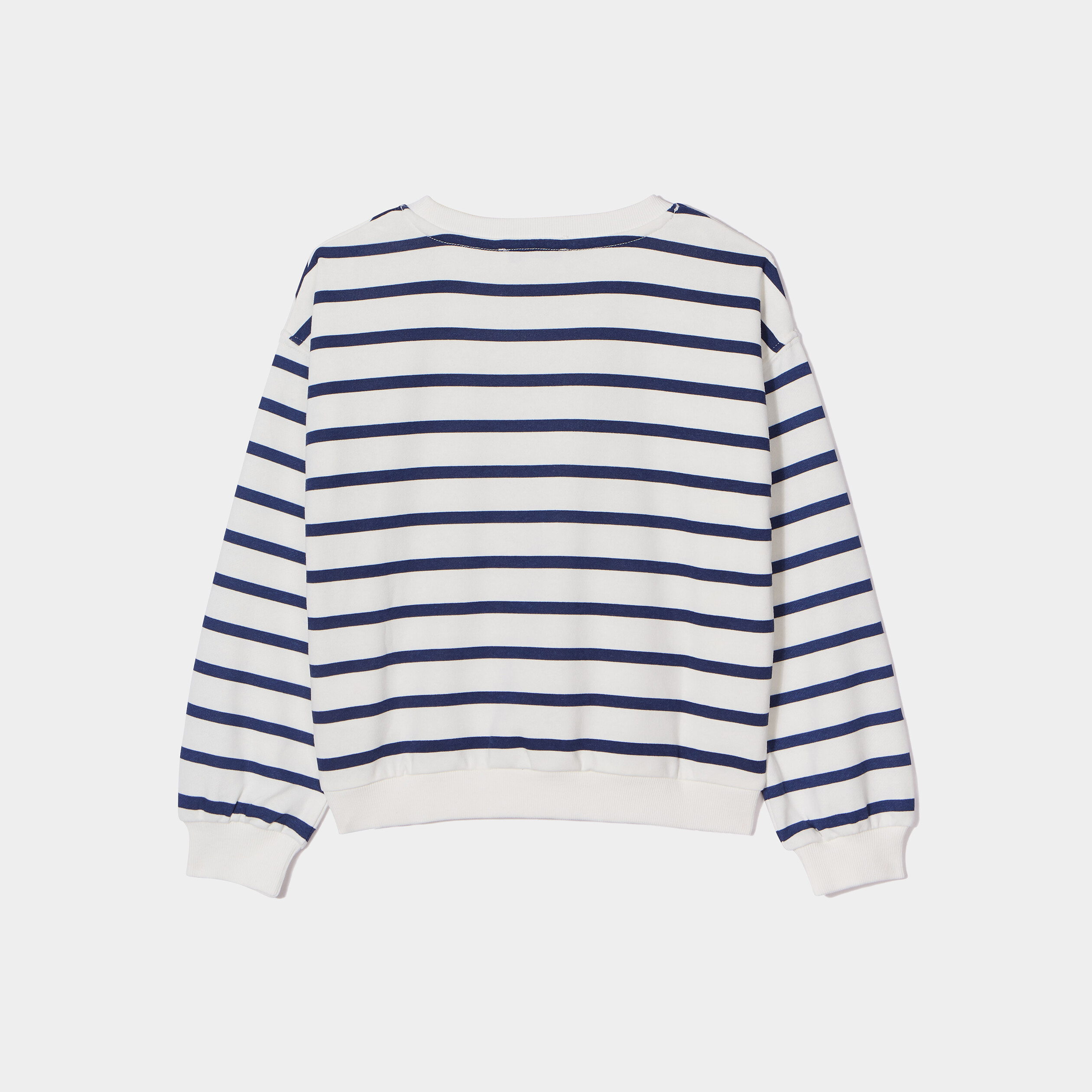 Sweat col rond manches longues blanc fille | La Halle