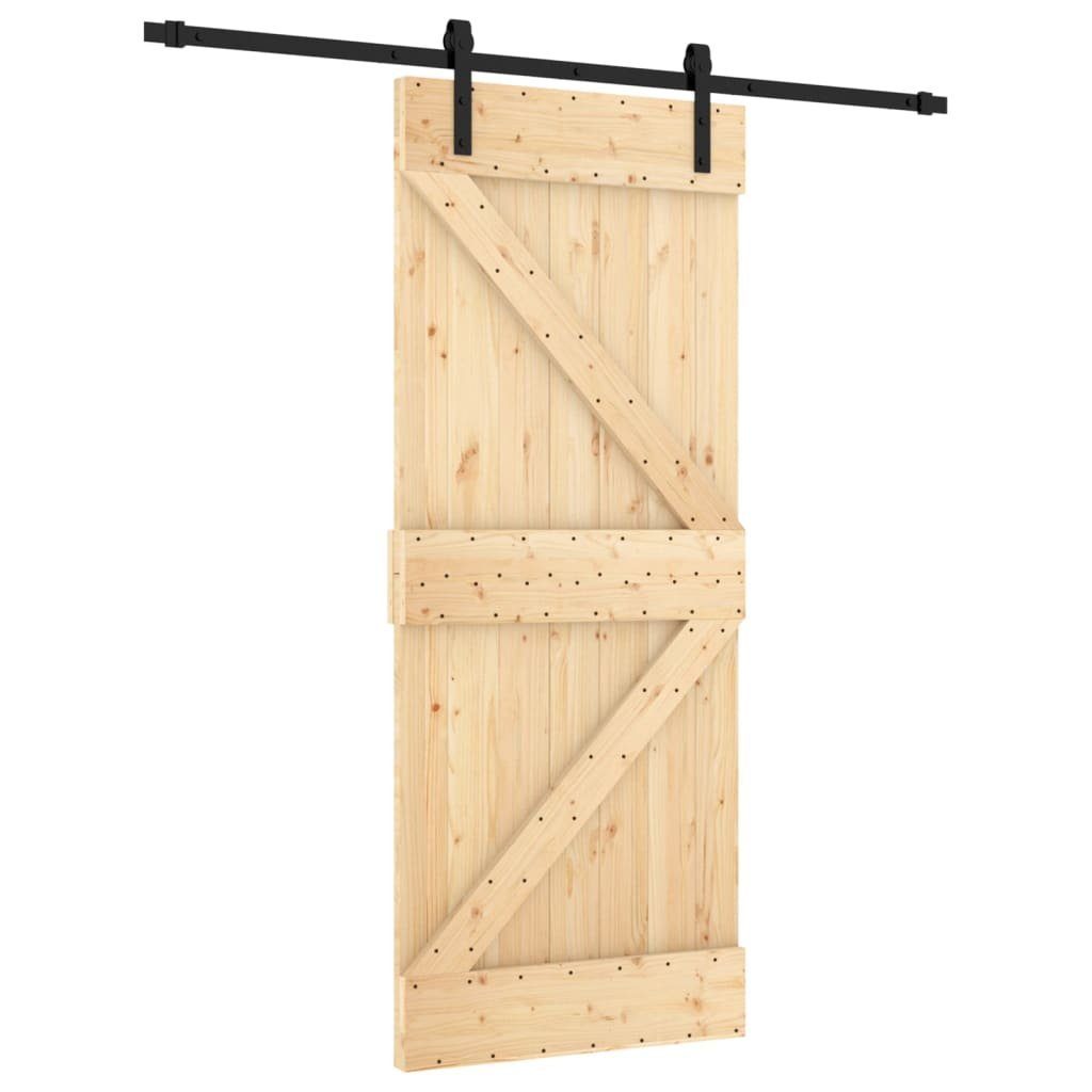 vidaXL Zimmertür Schiebetür mit Beschlag 85x210 cm Massivholz Kiefer Innentür Zimmertür