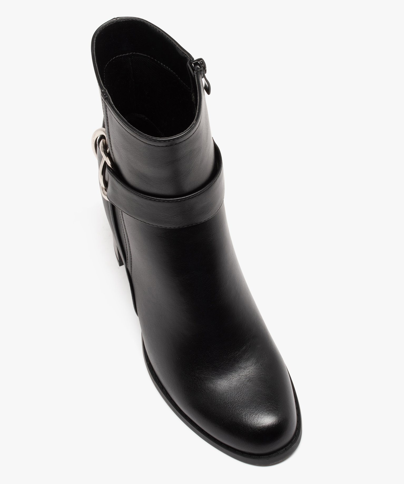 Boots femme unies à talon carré fermeture à zip noir | GEMO