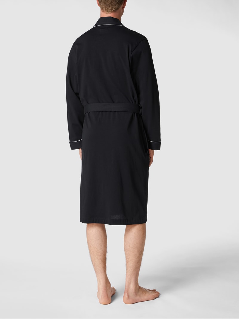 Bademantel mit Kontraststreifen Modell 'Kimono BM' in schwarz