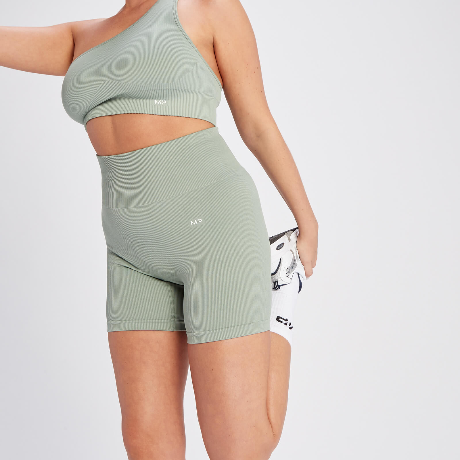 Short côtelé sans coutures MP Tempo pour femmes – Vert sauge