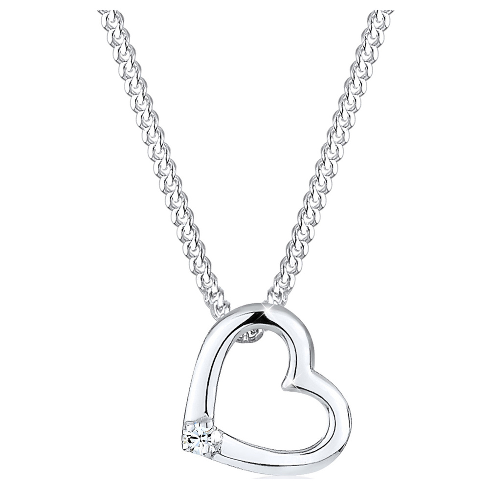 Elli Elli by Julie & Grace Collier Femme Coeur Cristal en Argent 925 Blanc, Collier ra collier