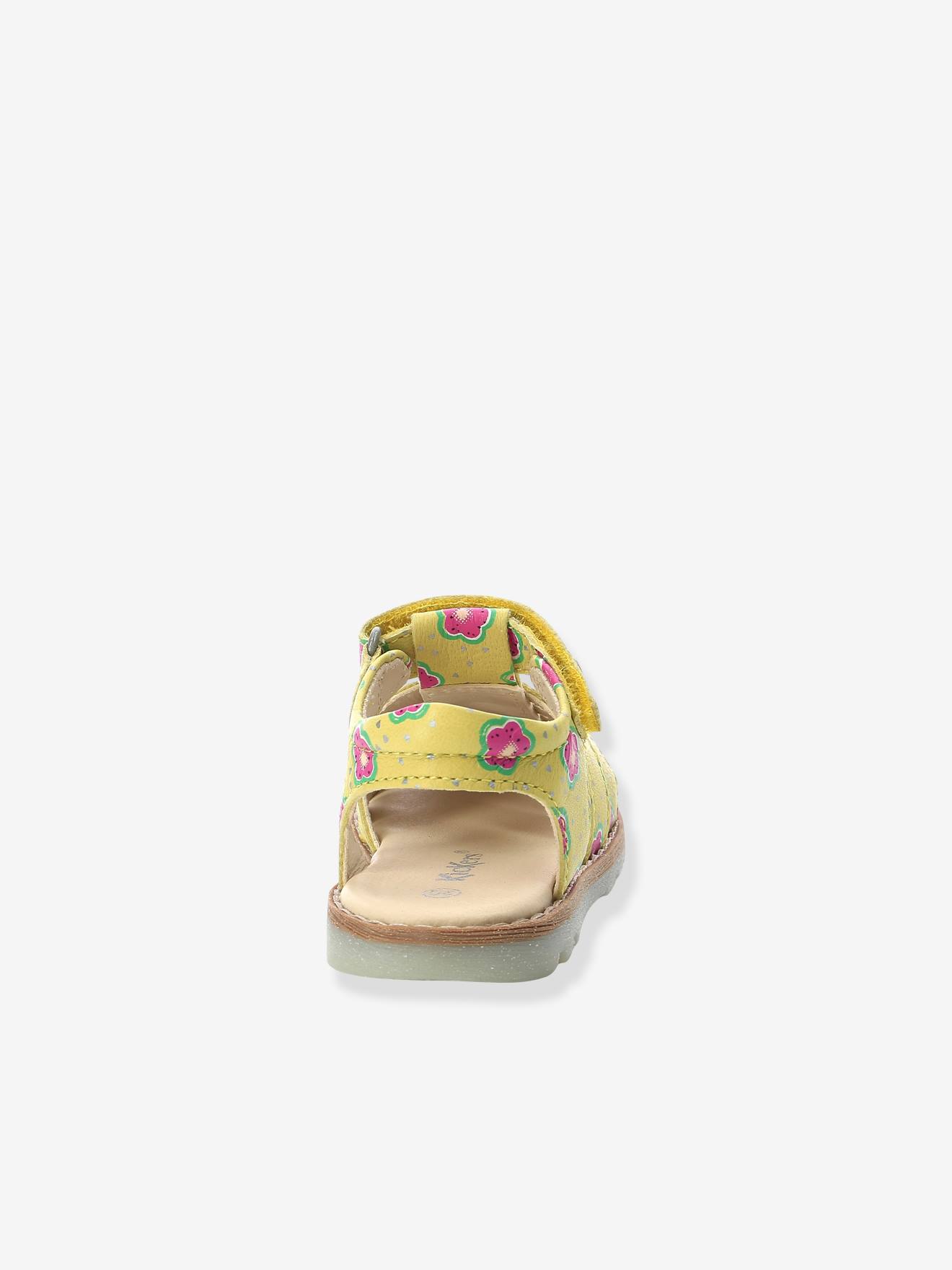 Sandales cuir bébé Nonosti Iconique Nonorally KICKERS® blanc casse flower