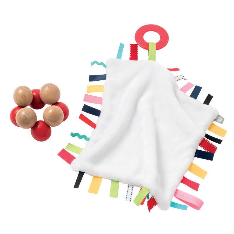 Coffret doudou et hochet en bois Oxybul
