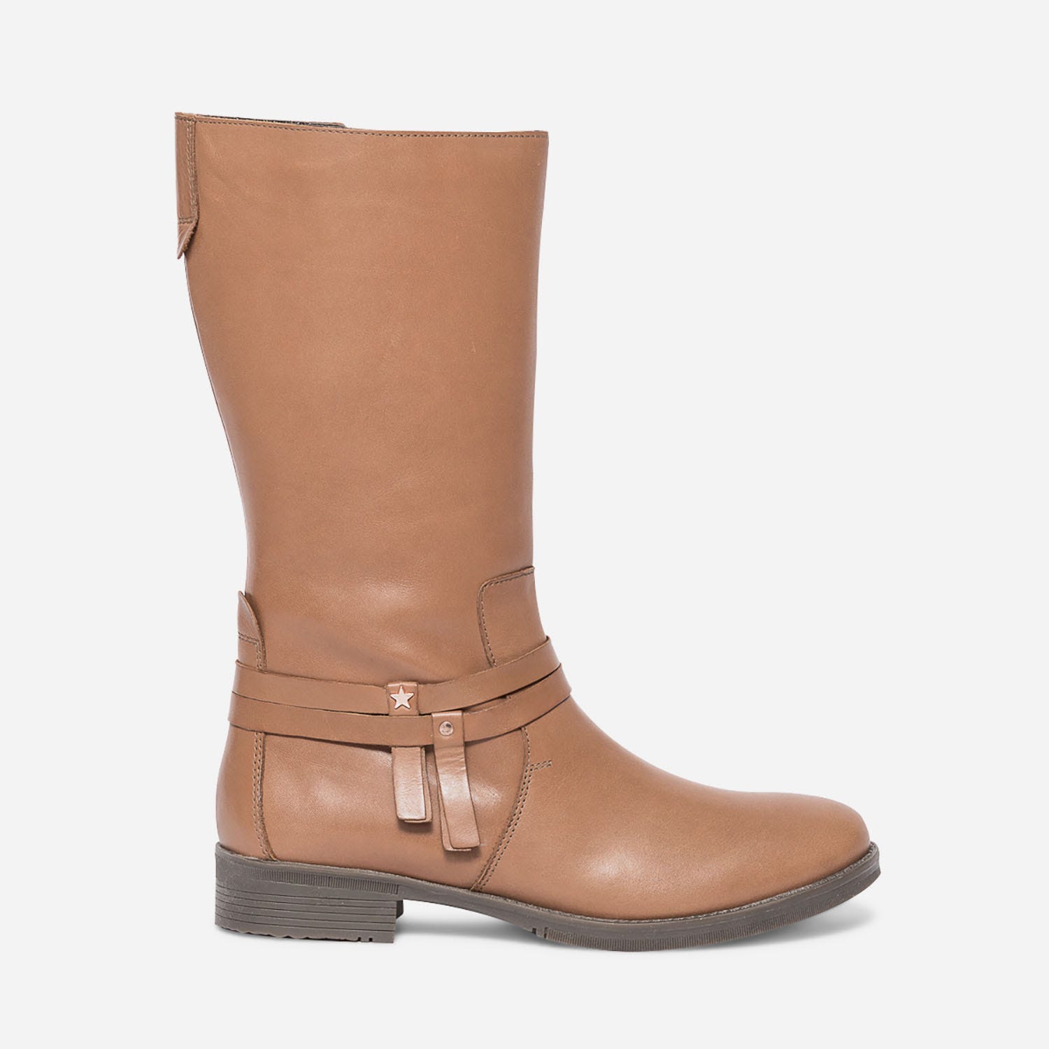 Botte camel en cuir à double bride