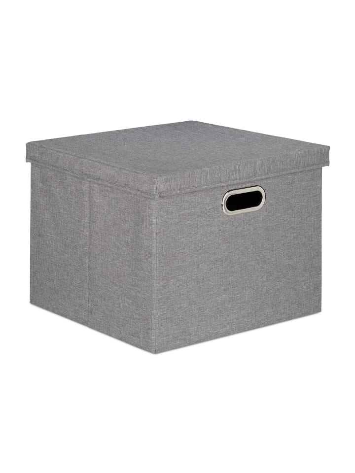 relaxdays 4x Aufbewahrungsbox in Grau - (B)43 x (H)34 x (T)43 cm günstig kaufen onesize