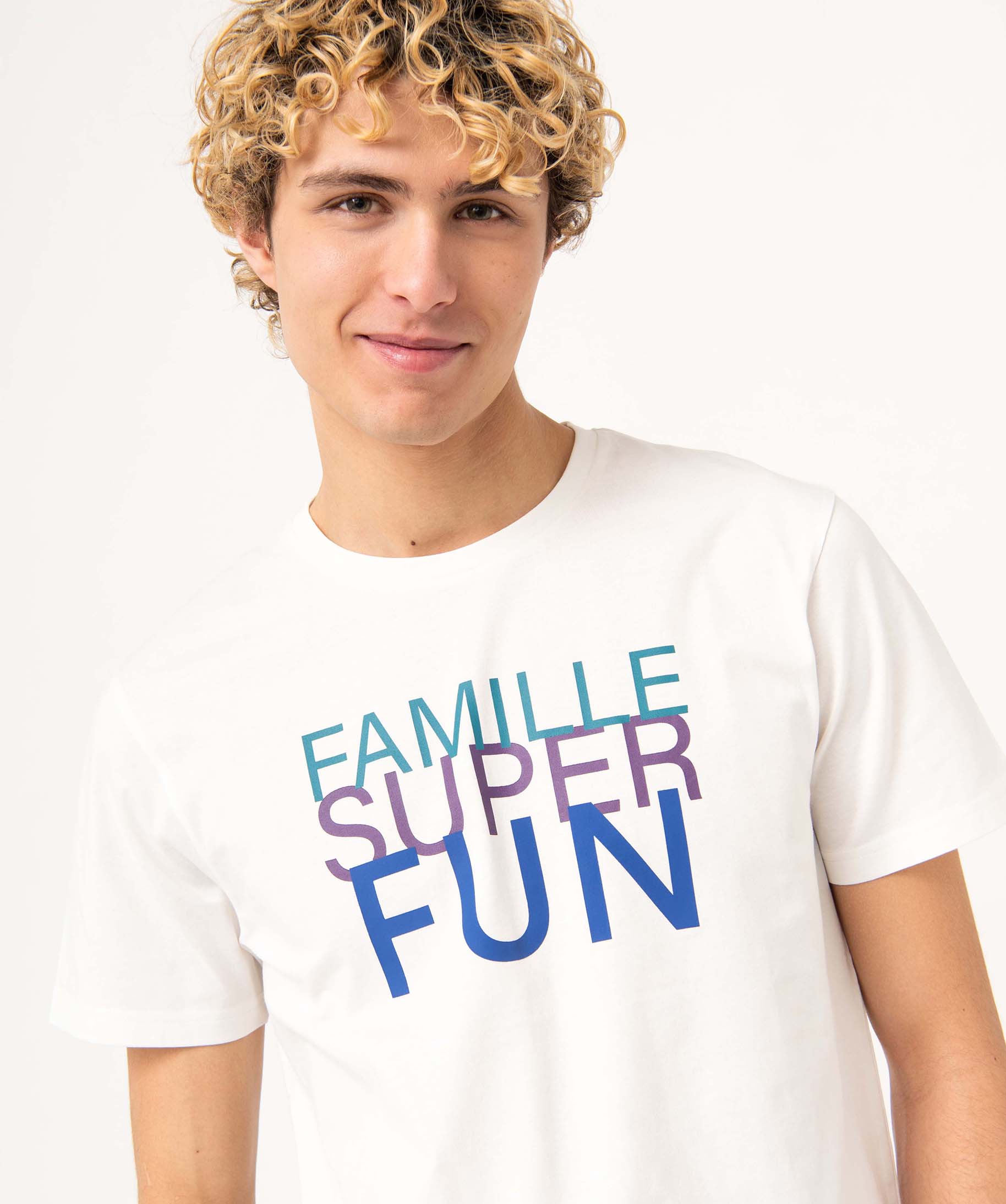 Tee-shirt homme imprimé à manches courtes blanc | GEMO