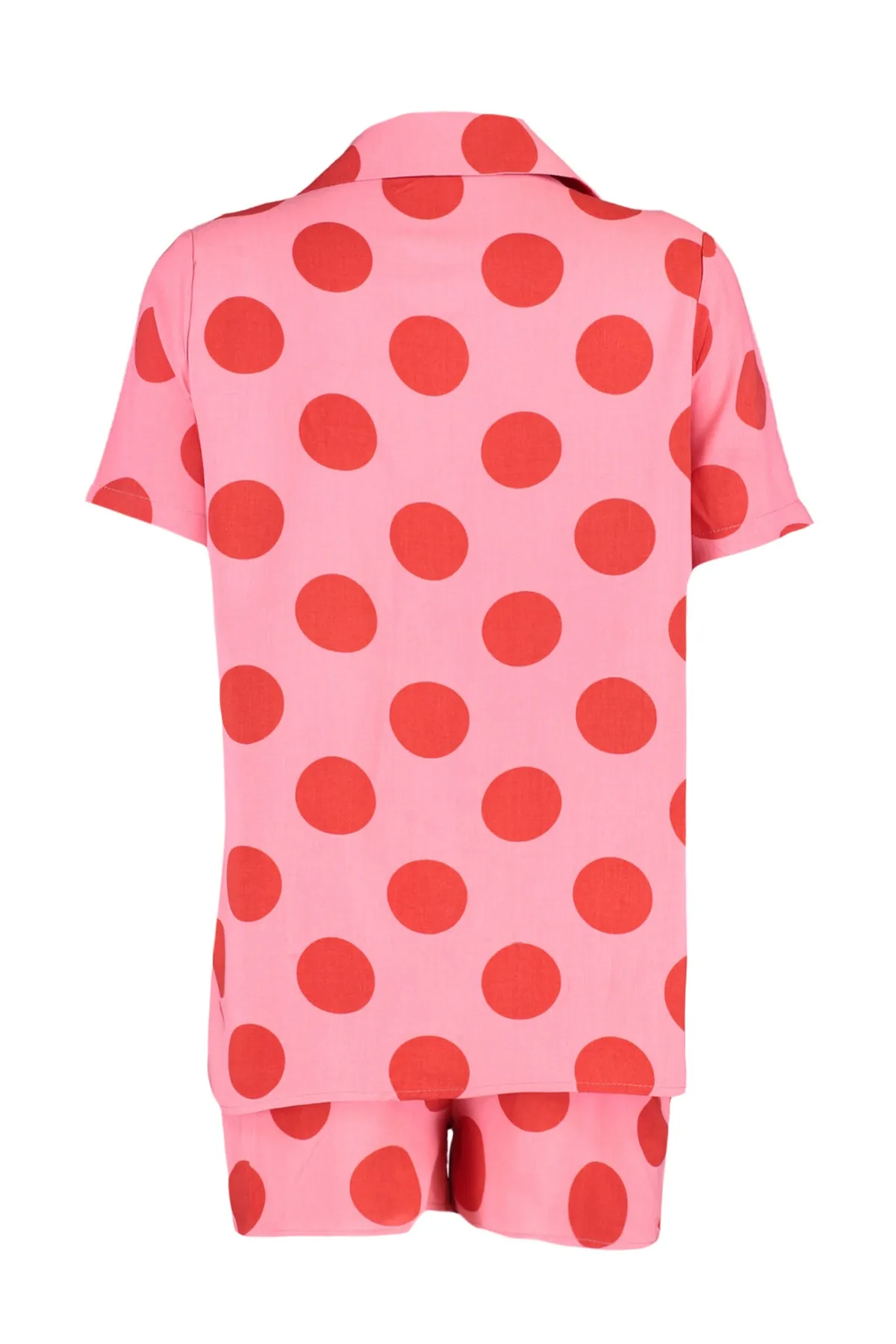 Trendyol Collection  Fuchsia Polka Dot Viskose Hemd-Shorts gewebtes Pyjama-Set THMSS20PT0306