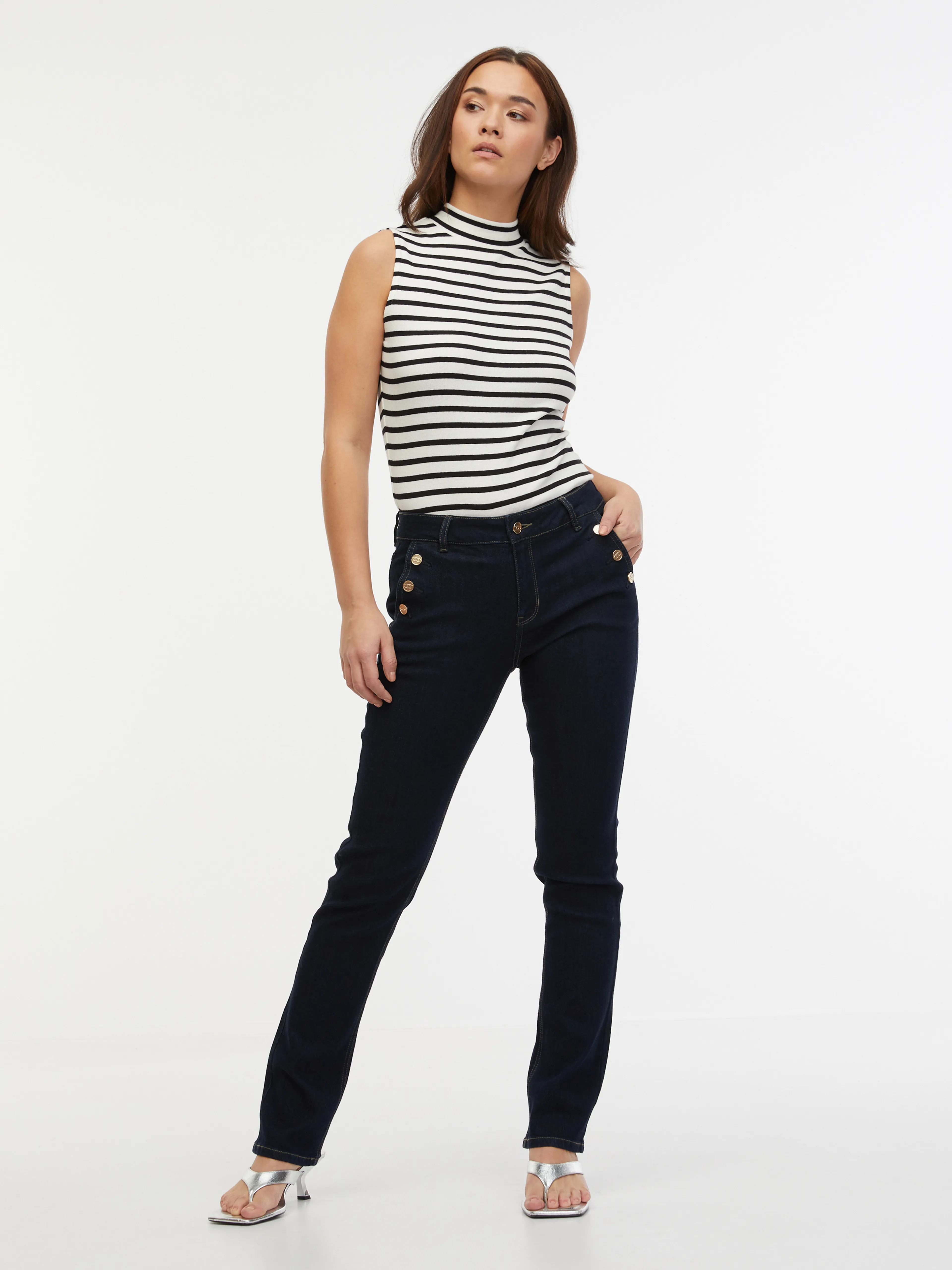 Dunkelblaue Damen-Straight-Fit-Jeans ORSAY