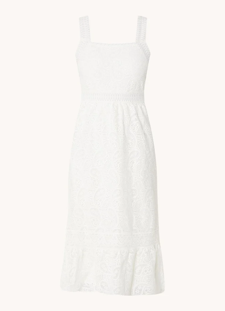 Rochie midi Austin cu volane din dantelă de la ba&sh
