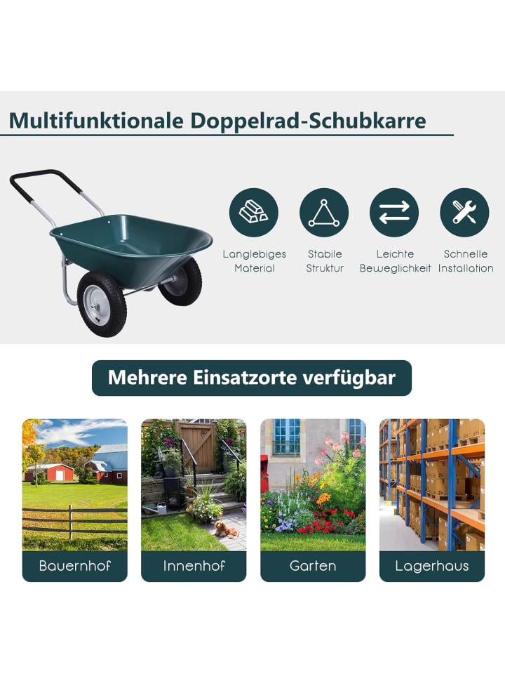 COSTWAY Garten Schubkarre in Grün günstig kaufen onesize