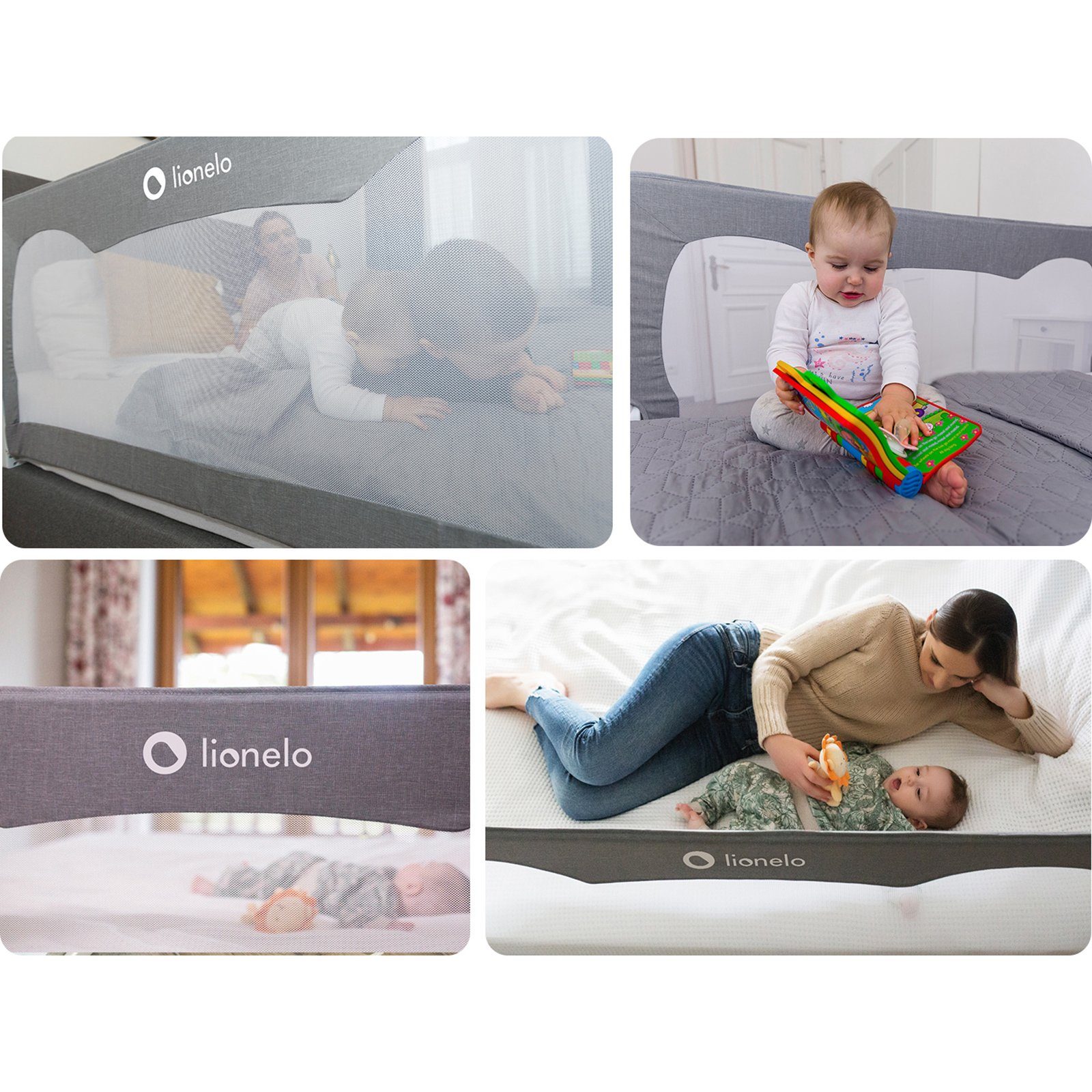 lionelo Bettschutzgitter Hanna, 180 Grad 66 cm hoch Standsafe SecureBelt
