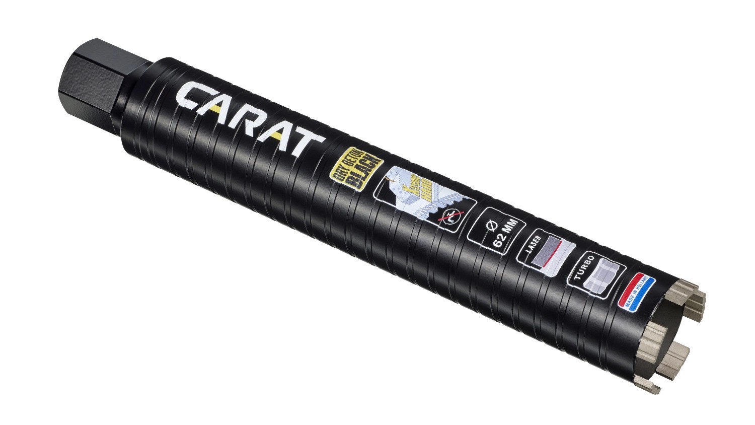 Carat EDBLACK062 laserski diamantni sveder za suho vrtanje betona, črni, Ø 62x300x5/4