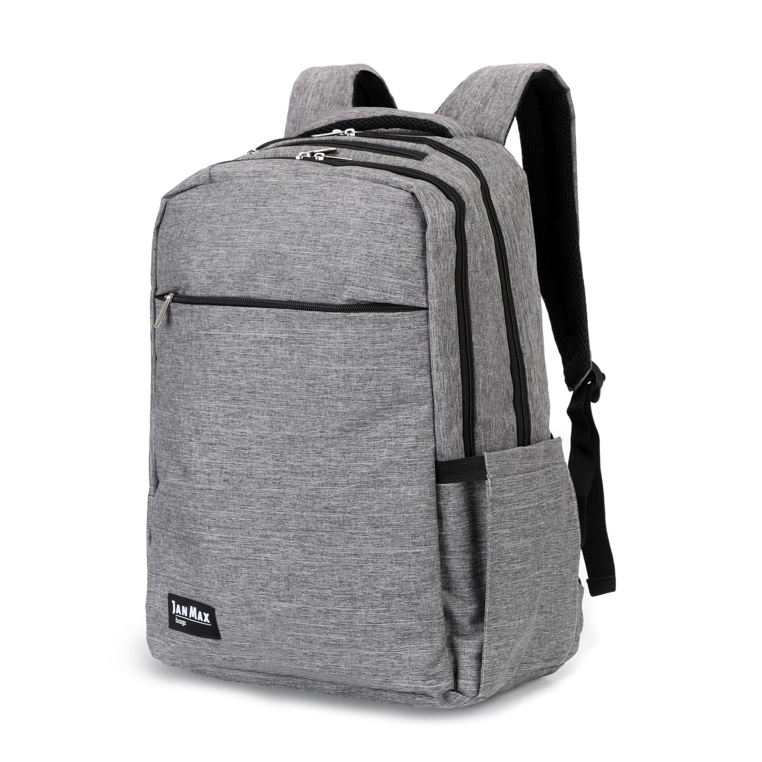 JAN MAX Laptoprucksack Jan Max Laptoprucksack, 15,6 Zoll Notebook Rucksack für Männer und Frauen Schule, Uni und Arbeit, grau