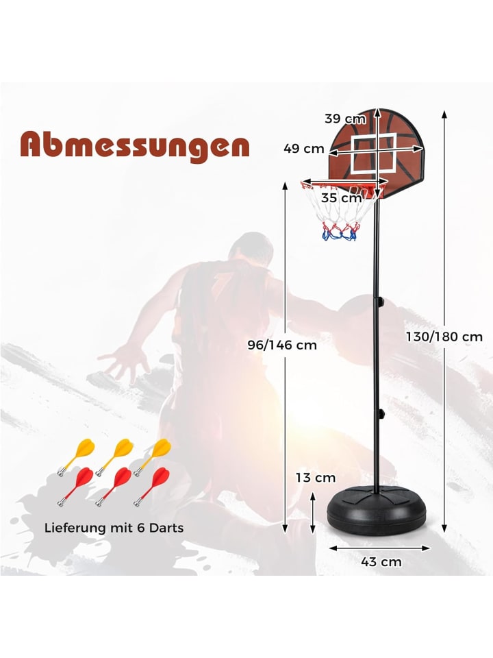COSTWAY 2 in 1 Kinder Basketballständer mit Dartscheibe in Schwarz günstig kaufen onesize