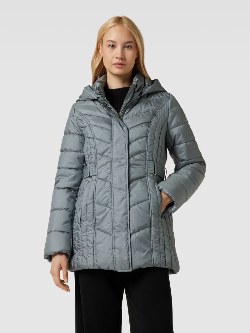 Steppjacke mit Taillengürtel in rauchblau