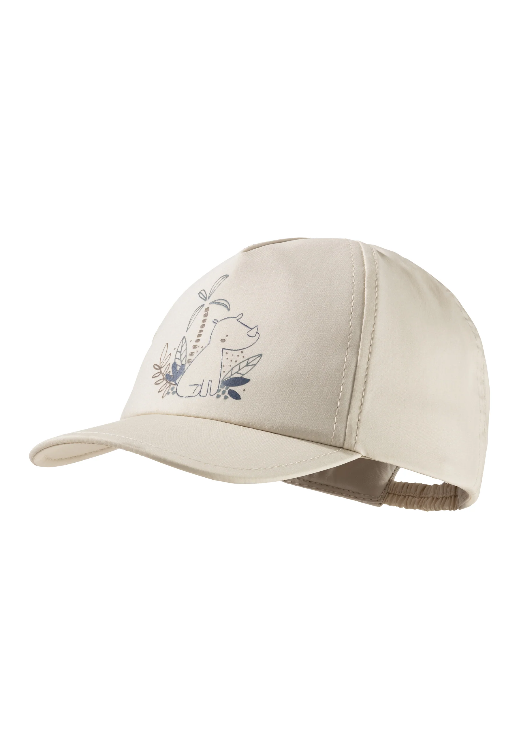 Baseballcap bedruckt mit Nashorn-Motiv in beige