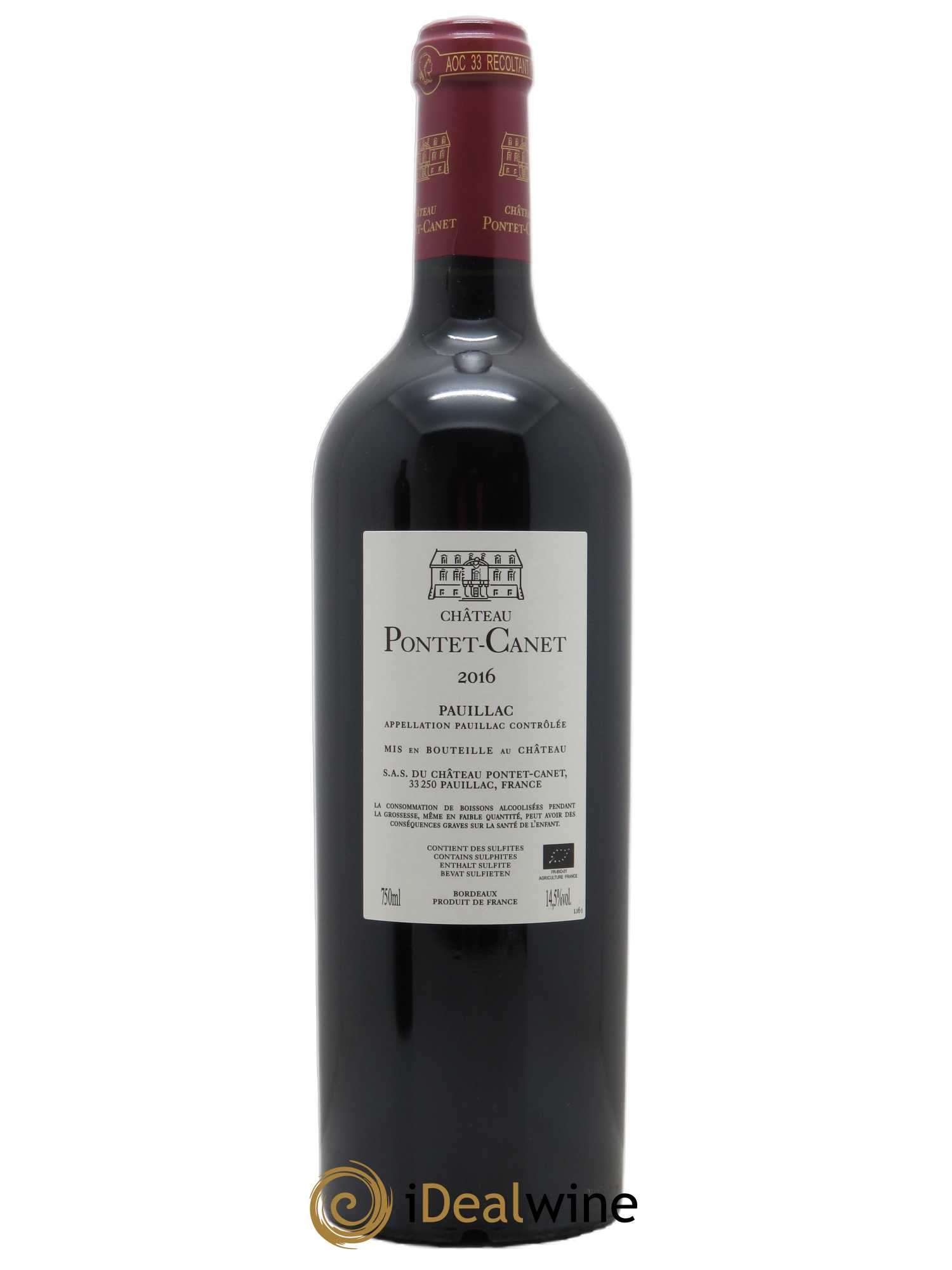 Château Pontet Canet 5ème Grand Cru Classé (CBO à partir de 6 bts) 2016 - Lot de 1 Bouteille
