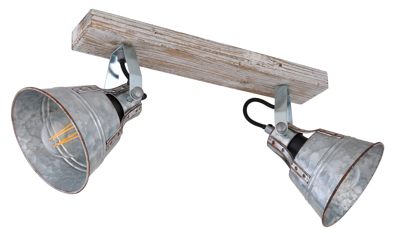 Globo Lighting - GÜNTHER I - Strahler Holz weiß, 2x E27