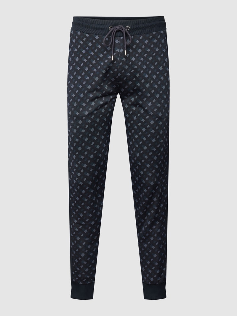 Sweatpants mit Allover-Muster Modell 'Lammont' in marineblau