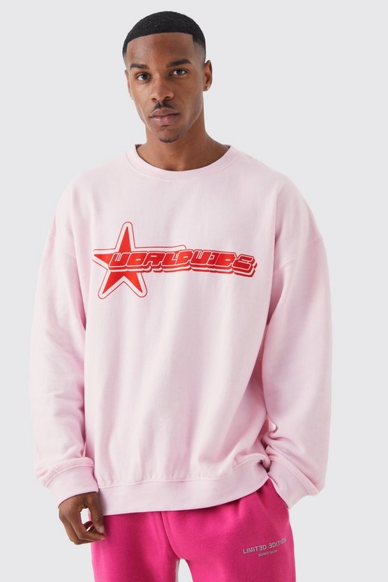 Oversize Sweatshirt mit Worldwide-Print