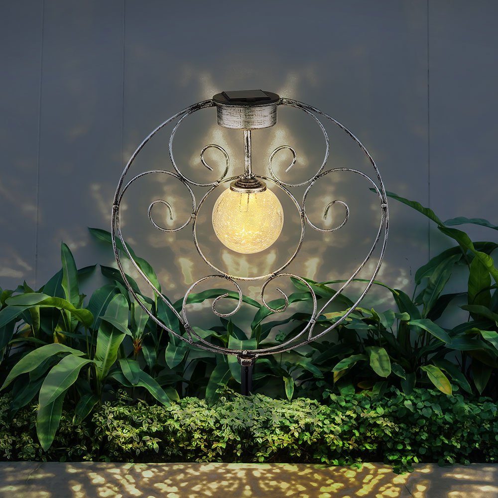 etc-shop LED Solarleuchte, LED-Leuchtmittel fest verbaut, Warmweiß, Solarlampe Gartenlampe orientalische Glaskugel Dekoleuchte