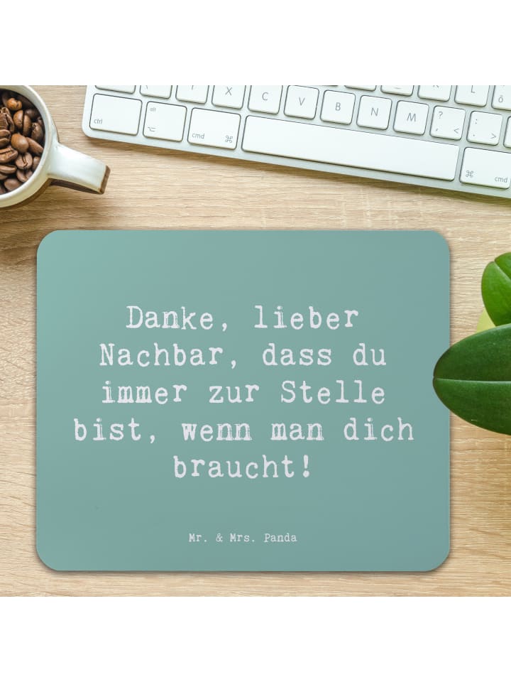 Mr. & Mrs. Panda Mauspad Spruch Danke Nachbar mit Spruch in Meeresbrise günstig kaufen onesize