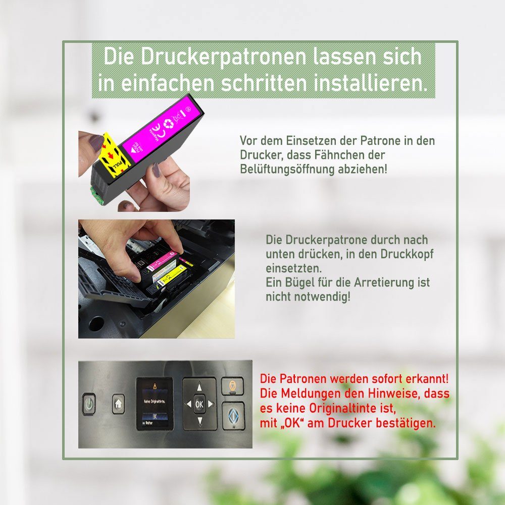 Druckerparadies 5er Multipack für Epson 405XL Tintenpatronen Set Tintenpatrone (5-tlg., für WF-3820 WF-3825 WF-4820 WF-4825 WF-4830 WF-7310 WF-7830 WF-7835 WF)