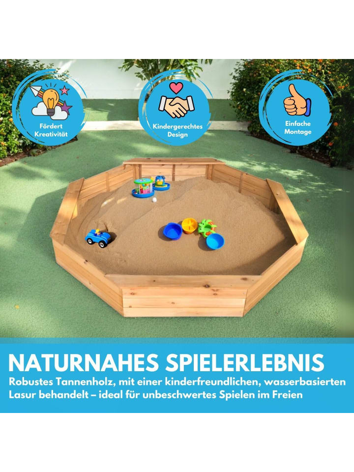 Coemo Sandkasten Larry 4-Sitzer Holz  in Natur günstig kaufen