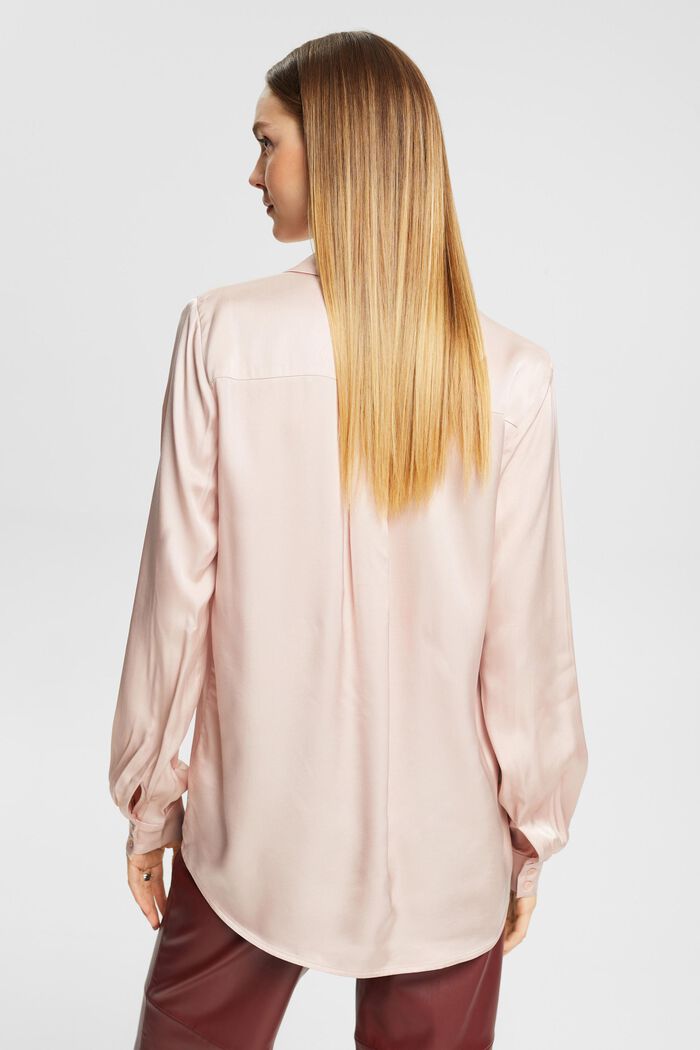 Satinbluse mit Reverskragen, LENZING™ ECOVERO™