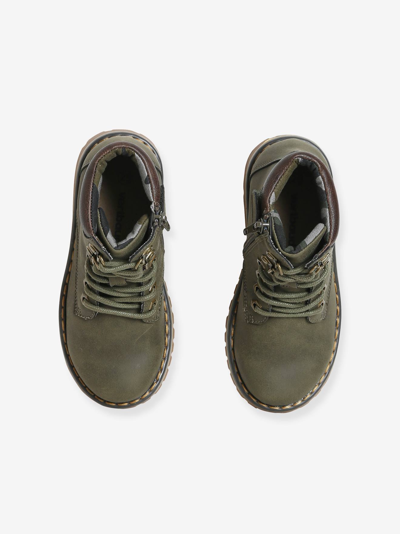 Bottines garçon à lacets + glissière beige