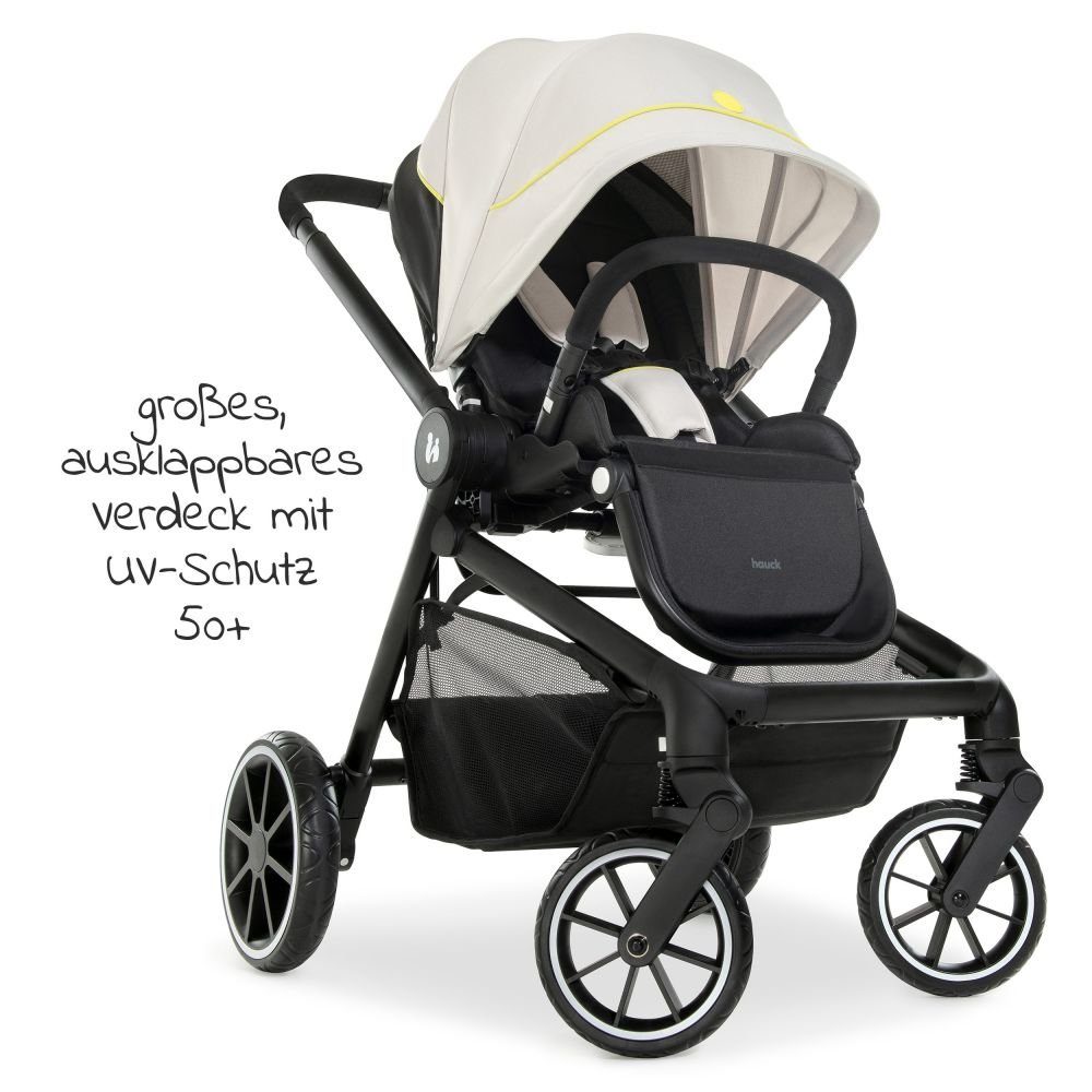 Hauck Kombi-Kinderwagen Move so Simply - Beige Neon, 2in1 Kinderwagen Buggy inkl. Babywanne & Sportsitz mit Liegefunktion