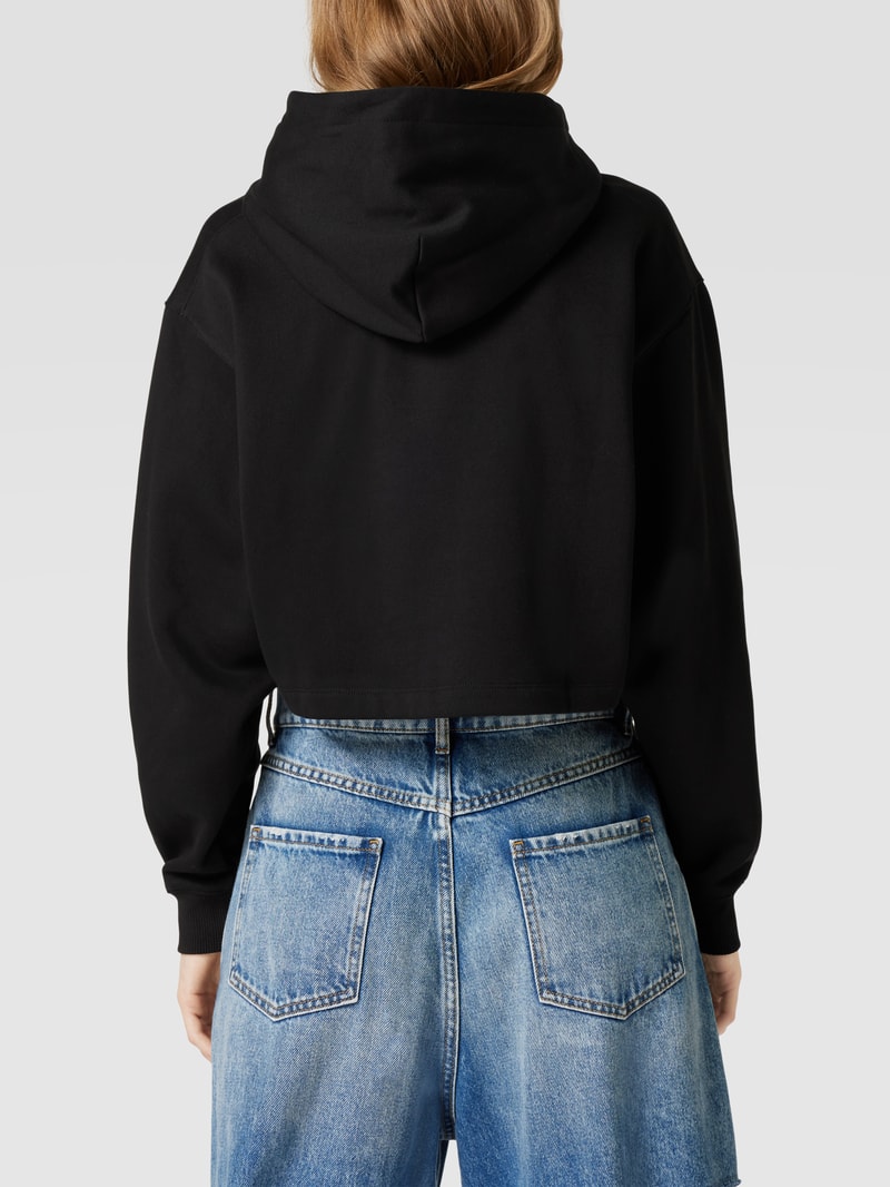 Cropped Hoodie mit Logo-Print Modell 'FLORALS' in black
