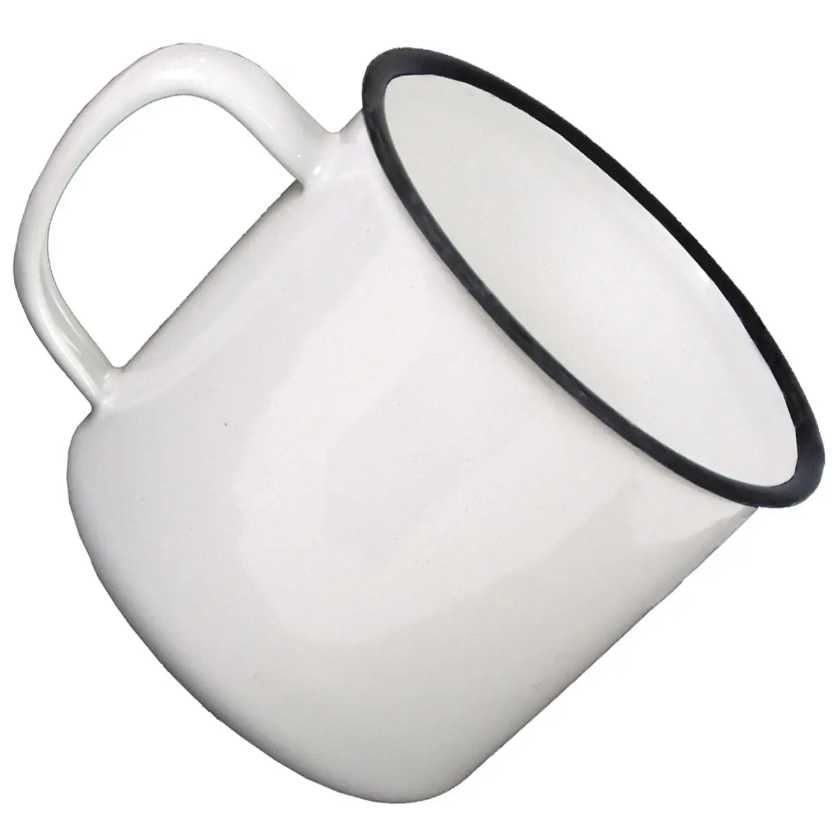 Emaille-Tasse weiß-schwarz 350 ml