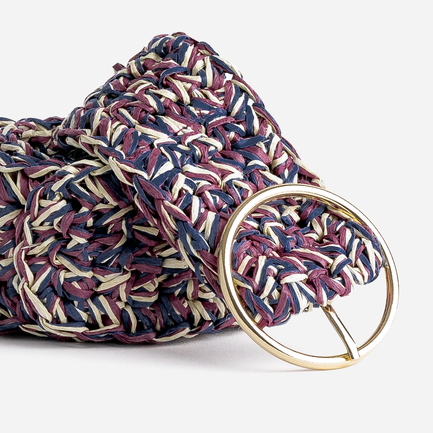 Ceinture marine, prune, écrue tressée