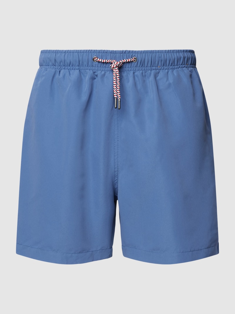 Badeshorts mit Label-Stitching in rauchblau