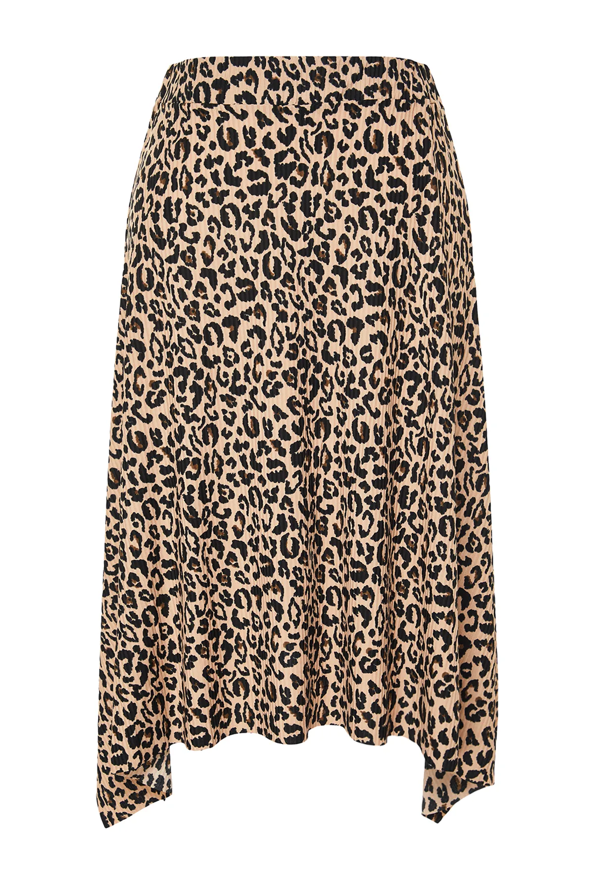Trendyol Curve  Brauner Strickrock mit asymmetrischem Tiermuster TBBSS22ET0253