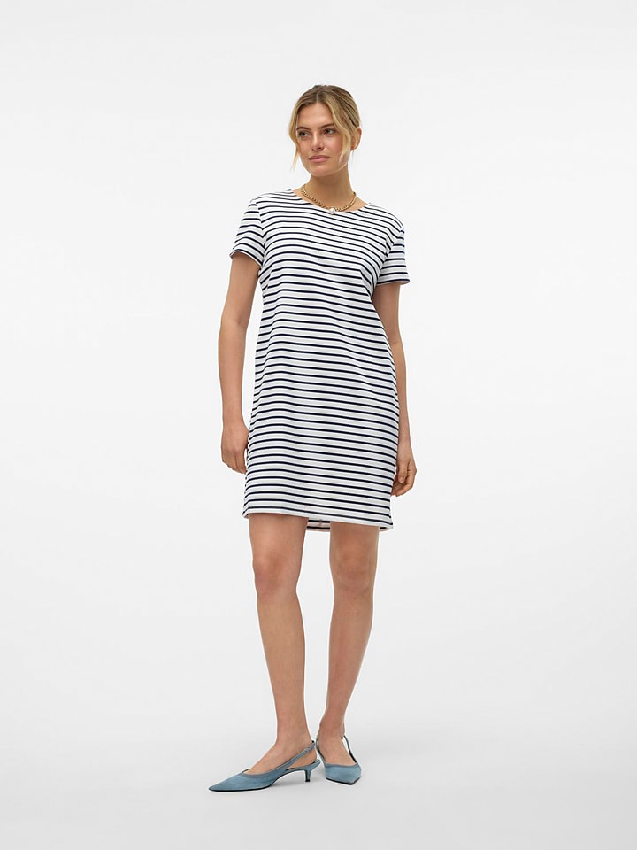 Vero Moda Kleid in Dunkelblau/ Weiß günstig kaufen