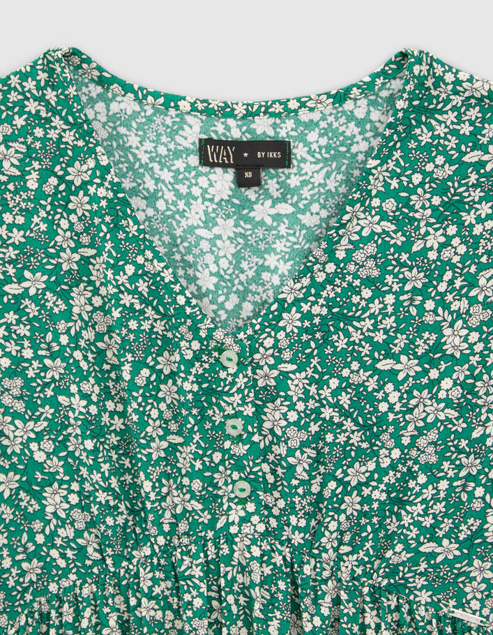 Robe longue verte LENZING™ ECOVERO™ micro fleurs fille