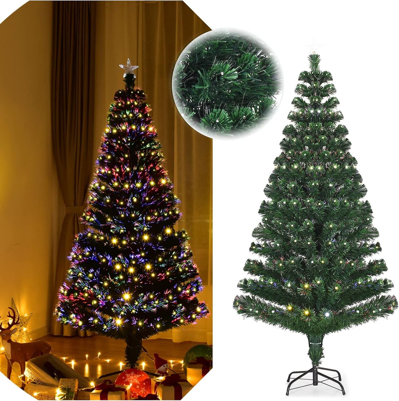Costway 150 Künstlicher Weihnachtsbaum LED, 8 Blink-Modi