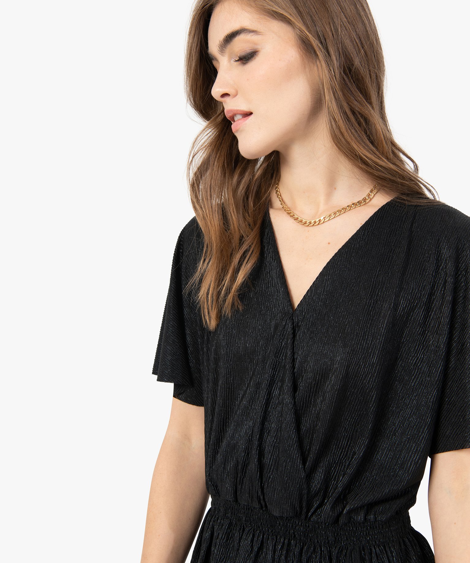 Tee-shirt femme scintillant avec manches chauve-souris | GEMO