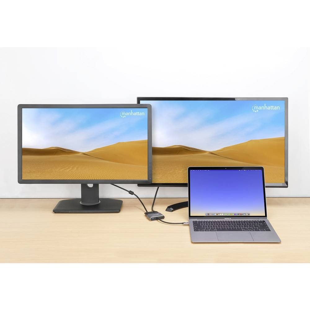 MANHATTAN Laptop-Dockingstation USB-C auf HDMI & VGA 4-in-1 Docking, USB-C® Power Delivery