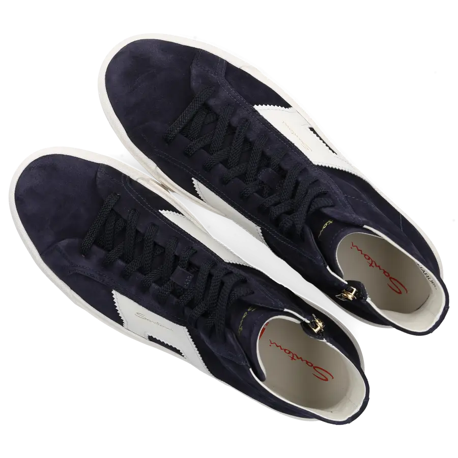Santoni - Sneaker high 21933 Veloursleder - blau