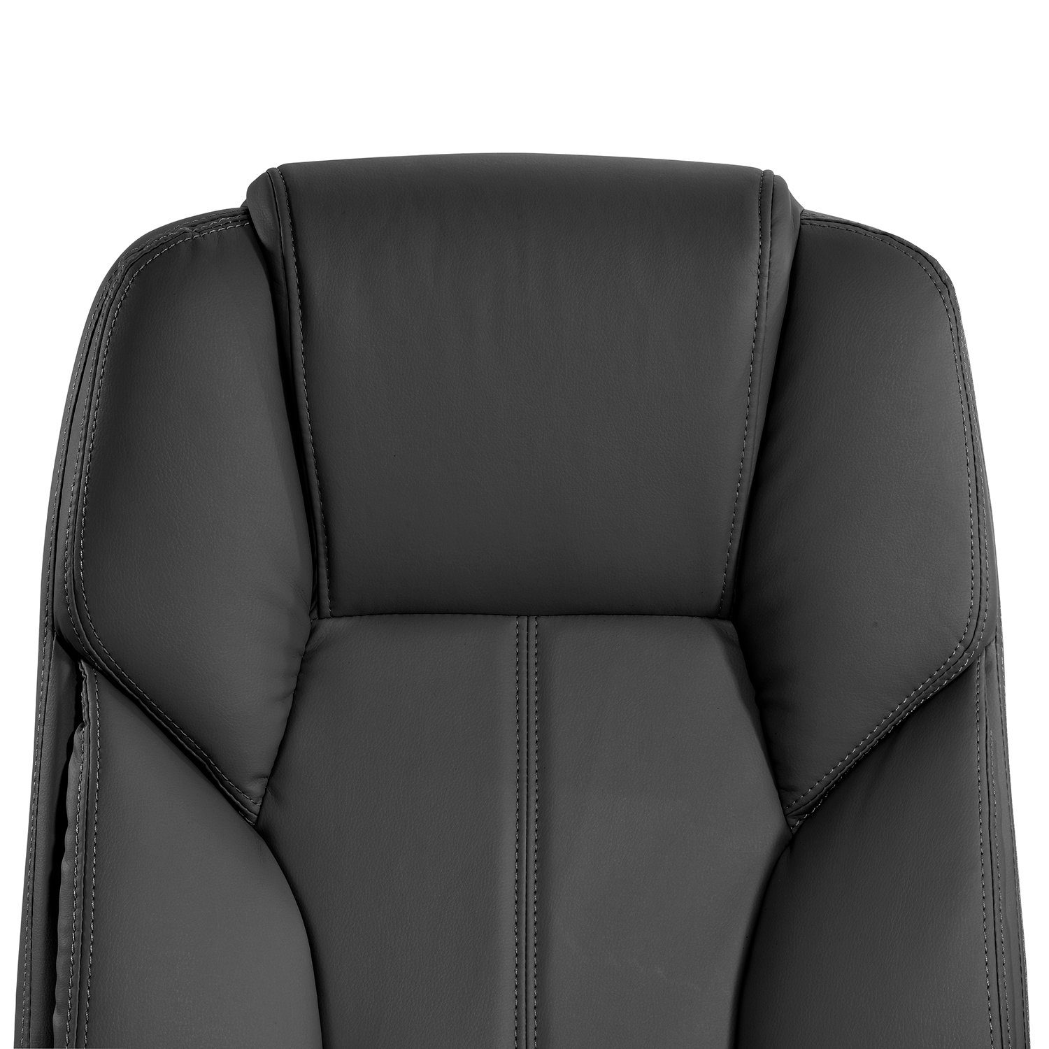 TPFLiving Chefsessel Dallas mit abgebremsten Rollen (XXL Bürostuhl ergonomisch gepolsterter Schreibtischstuhl), Drehstuhl aus Kunstleder, Belastbarkeit bis 215kg - Schwarz