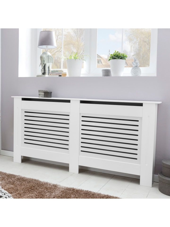 KADIMA DESIGN Heizkörperverkleidung | Weiß, 78x82x19cm, Lamellen günstig kaufen onesize