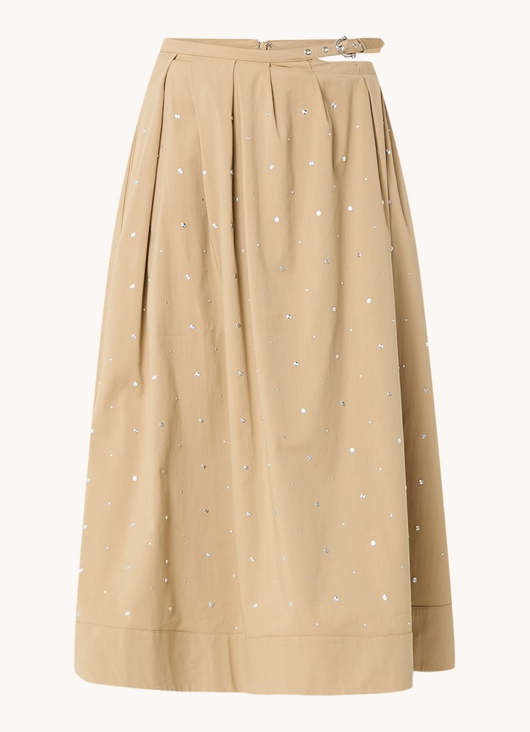 Maje  Midi rok met studs en steekzakken