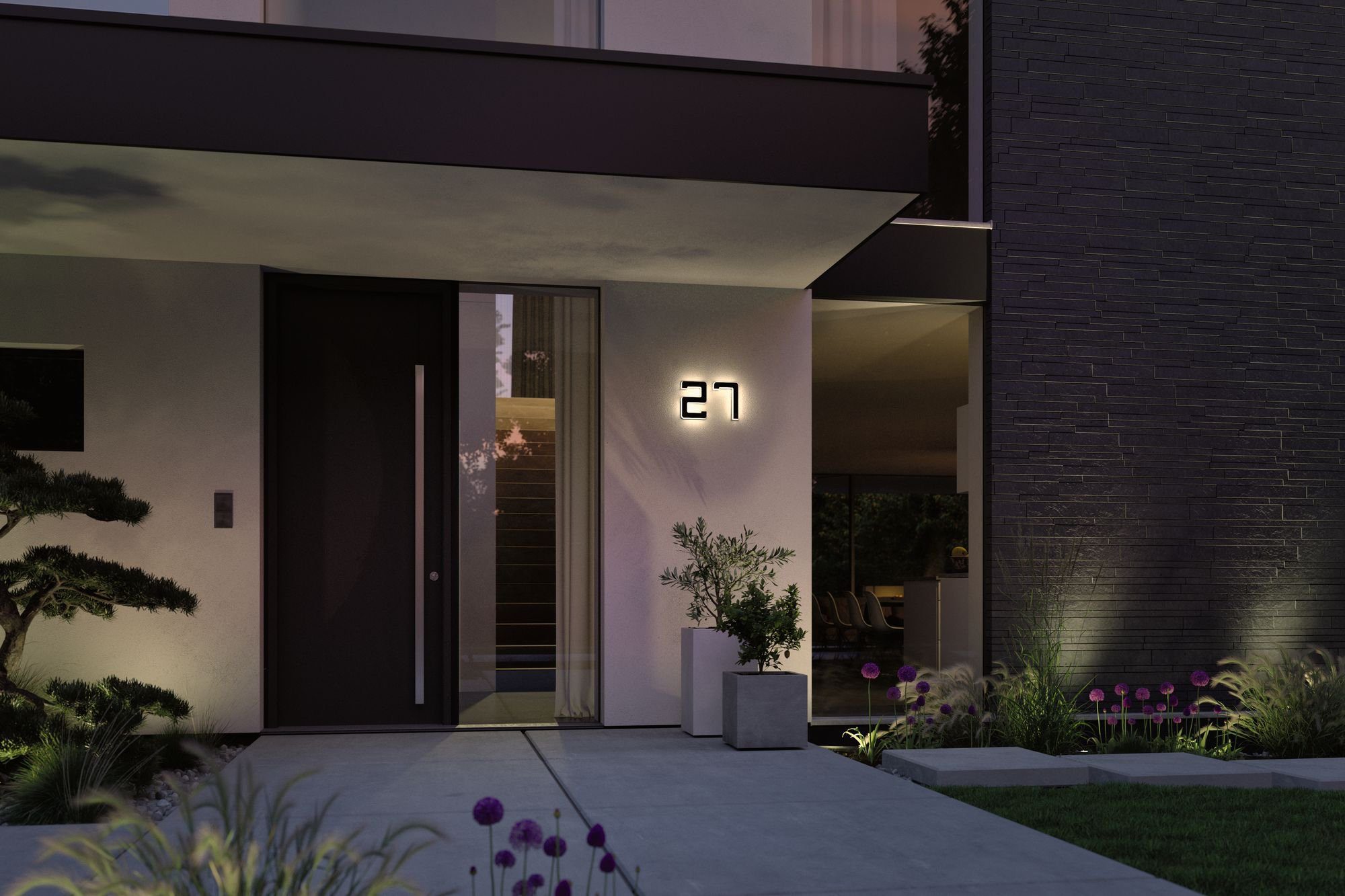 Paulmann LED Außen-Wandleuchte Solar Hausnummer, LED fest integriert, Warmweiß, LED-Modul, Hausnummern 0-9 wählbar, Akku wechselbar